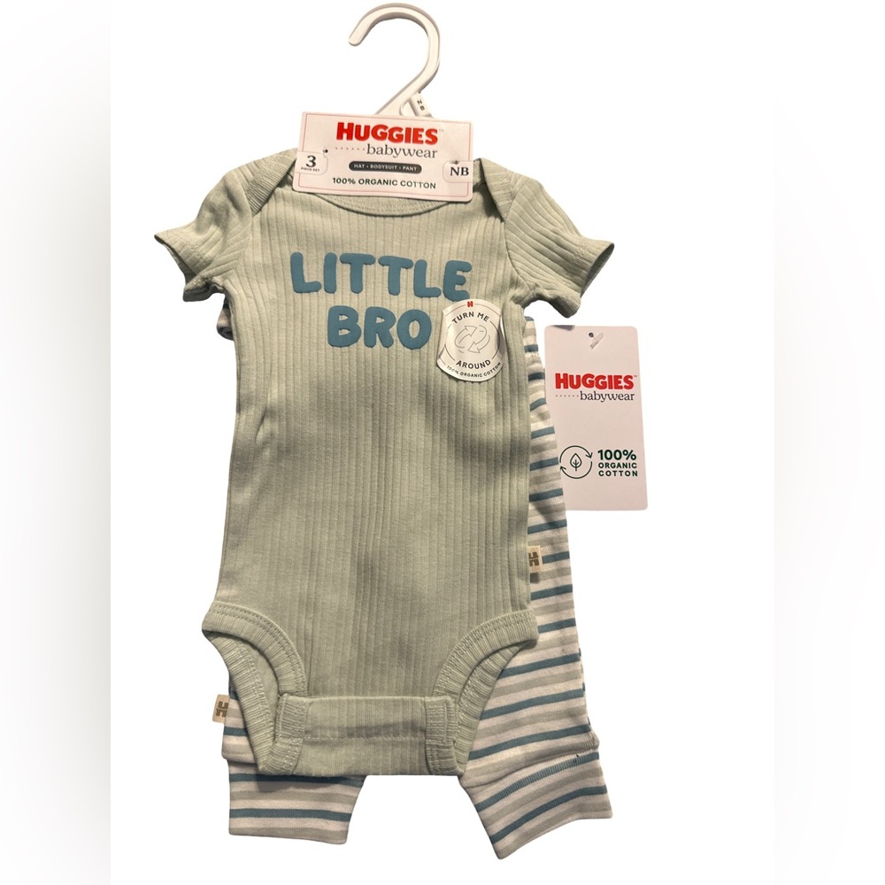 Huggies Babywear 'Little Bro' Onesie Set (Newborn) NWT